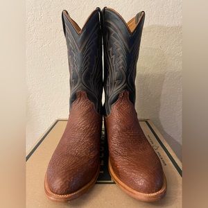 Tecovas The Quintin Sand Blue Shark Round-Toe Men’s Cowboy Boots
